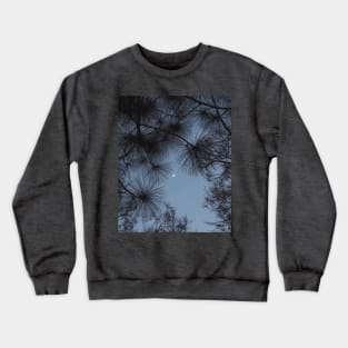 Bright moon shining through lush tree at night Crewneck Sweatshirt